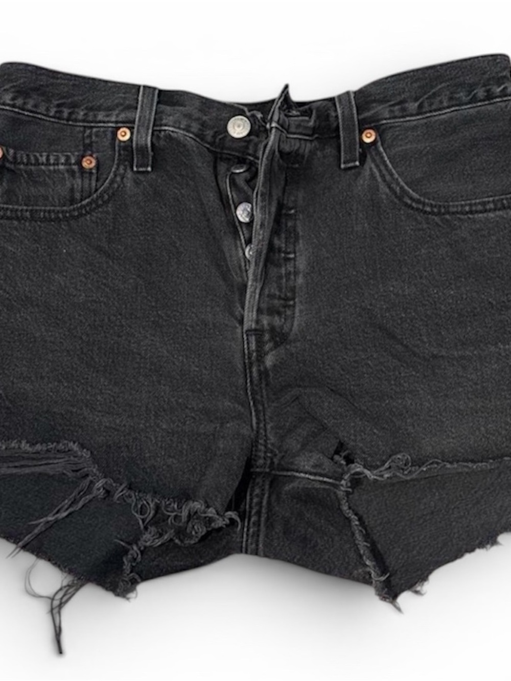 Levi's 501 High Rise Black Denim Shorts